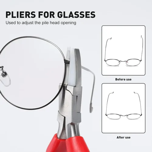 Miniatura 5 de Gafas de ajuste de acero inoxidable Estanqueidad de las piernas Alicates medio redondo Alicates Marco Alicates Marco Gafas Reparación Piezas