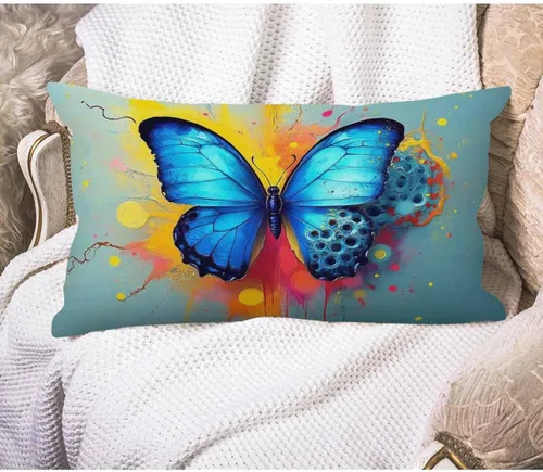Miniatura 21 de EKOBLA Fundas de almohada decorativas de lino con textura retro abstracta, azul, cian, rojo, amarillo, para cama, sofá, rectangular, rectangular, 12