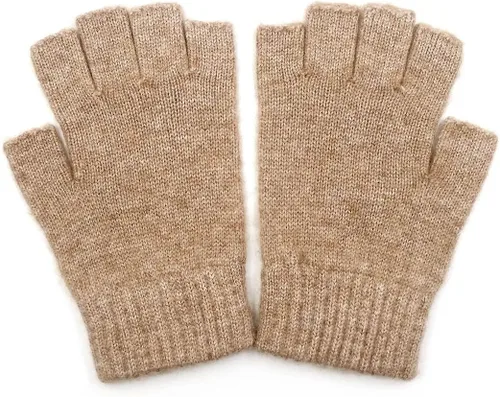 iMongol - Guantes de lana pura para hombre medio dedos guantes sin dedos para mujeres y hombres