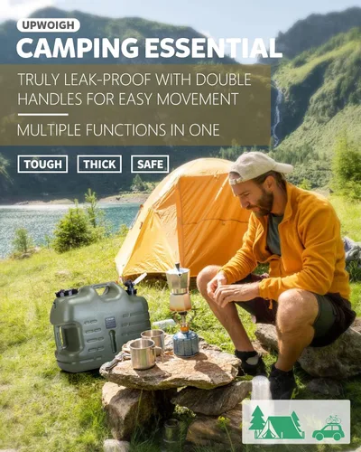 Miniatura 2 de UPWOIGH Contenedor de agua para campamento, jarra de agua grande de 6.6 galones (25 litros), almacenamiento de agua verdaderamente sin fugas, tanque