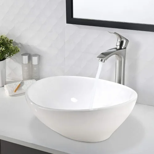 Miniatura 3 de Combo de fregadero y grifo de baño, fregadero ovalado de 16 x 13 pulgadas, fregadero de baño ovalado sobre la encimera, fregadero de baño, grifo
