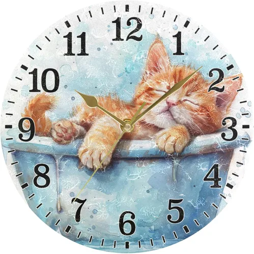 Miniatura 37 de JUNZAN Reloj de bañera con vino romántico espumoso y velas, reloj de pared silencioso de 10 pulgadas, pequeño reloj redondo, decoración de cocina