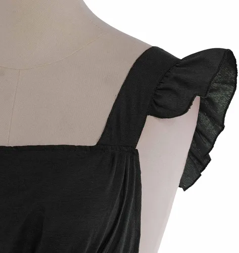 Miniatura 5 de Vibsion Delantal vintage con volantes para mujer, delantales de cocina de jardín con espalda cruzada Negro