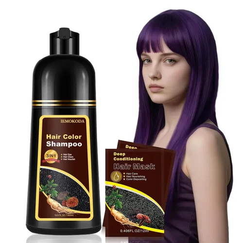 Miniatura 12 de Champú para Teñir el Cabello Marrón Cerezo 3 en 1, Champú para el Color del Cabello que Funciona en Minutos, Champú para Cabello Marrón & Champú