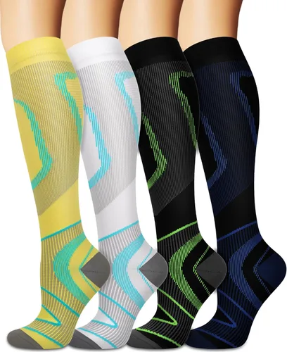 Miniatura 21 de Calcetines de compresión para mujeres y hombres circulación (3 pares) son el mejor apoyo para correr, atletismo, ciclismo, senderismo 01 Negro