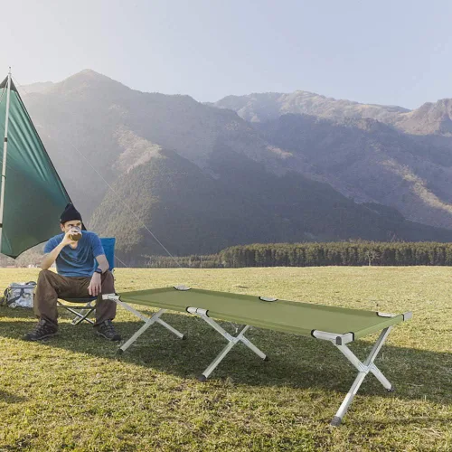 Miniatura 6 de Cuna de camping al aire libre, cama plegable y ligera, catre portátil para acampar con bolsa de transporte para adultos, senderismo, caza, viajes