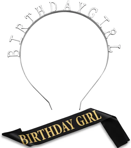 Miniatura 10 de Zonon Diademas de cumpleaños, banda de satén y tiara de feliz cumpleaños, corona de fiesta, decoraciones para niñas y mujeres (dorado)
