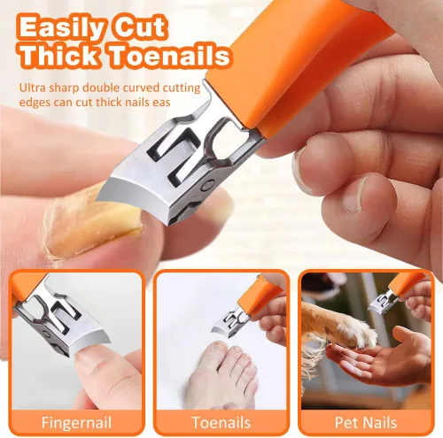 Miniatura 5 de Cortaúñas con apertura amplia anti-salpicaduras, cortaúñas inclinadas a prueba de salpicaduras de mango largo, cortaúñas para uñas encarnadas