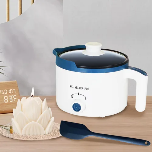 Miniatura 7 de Ksedcon Derretidor de cera para hacer velas con boquilla de vertido, kit de olla de fusión de cera eléctrica incluye mechas, calcomanías de mecha
