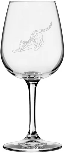 Miniatura 22 de Copa de vino de 12.75 onzas con temática de gato abisinio grabada para todo uso