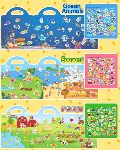 Miniatura 3 de Benresive Libro de calcomanías reutilizables para niños pequeños y calcomanías para niños, juguetes de viaje para niños, actividades