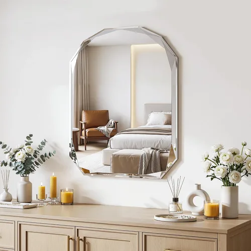 Miniatura 9 de Suidia Espejo de baño, espejo de pared de 20 x 30 pulgadas, espejo de baño sin marco con borde biselado para dormitorio, sala de estar, entrada