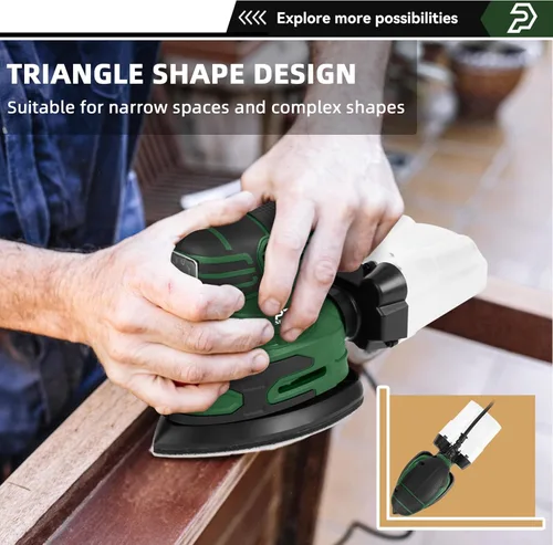 Miniatura 5 de Prostormer Detail Sander, 13000RPM Mouse Sander, 1.6A Electric Palm Sanders with 15Pcs Sandpapers, Dust Collection Box for Tight Spaces Sanding