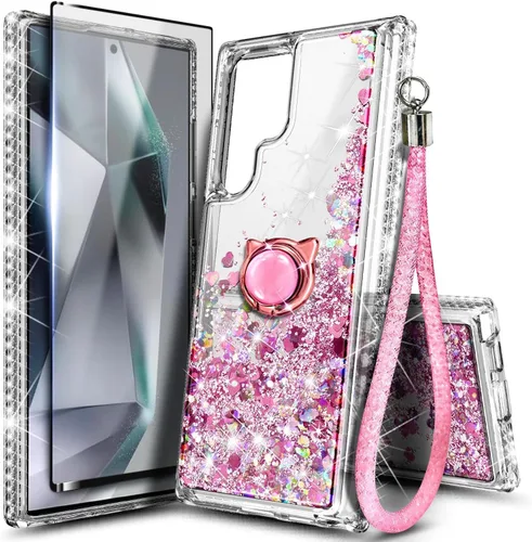 Miniatura 80 de NGB Diseñada para funda Samsung Galaxy Note 10+ (Plus), Rosa/Aguamarina Funda con Purpurina Líquida Brillante Linda para Mujeres Niñas Niños