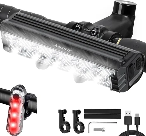 Miniatura 8 de Luz de Bicicleta LED Super Brillante, Faro de Bicicleta Recargable USB, Faro de Bicicleta Resistente al Agua, Faro de Bicicleta de 2500 Lúmenes
