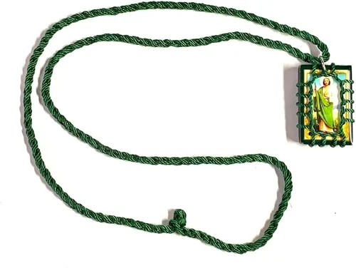 Miniatura 2 de Collar escapulario de madera verde de San Jude Escapulario Verde Madera San Judas Tadeo Cordón madera Con cable