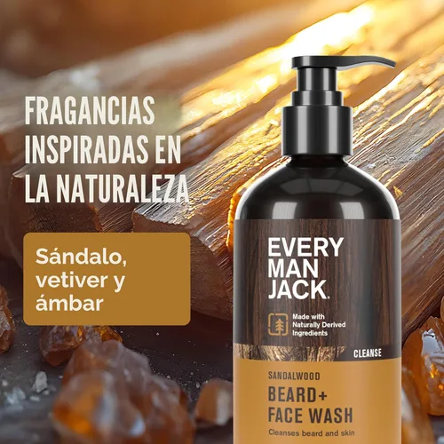 Miniatura 4 de Every Man Jack Beard Essentials Set de regalo para hombres, rutina completa con 5 elementos esenciales de tamaño completo, aroma de sándalo, lavado