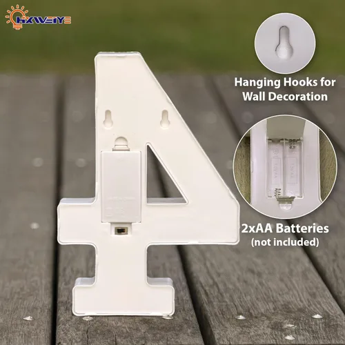 Miniatura 3 de HXWEIYE Números Iluminados de Carpa-4, Letrero de Letras y Números Grandes LED 26 Alfabeto y 10 Números para Decoración de Fiesta, Letras Iluminadas