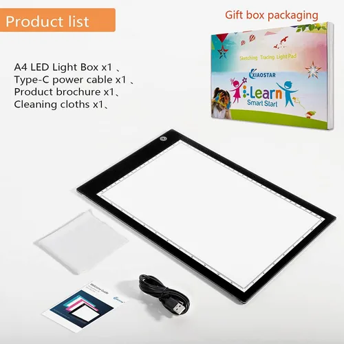 Miniatura 5 de XIAOSTAR Caja de luz para dibujo, pizarra de trazado con cable de carga tipo C y brillo ajustable para artistas, animación, dibujo, bocetos