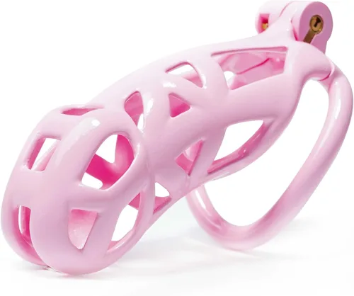 Miniatura 9 de Jaula de castidad masculina Cobra con 5 anillos de resina y cerradura para hombres, transpirable (Grande)