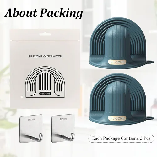 Miniatura 2 de Manoplas de horno de silicona y soportes para ollas para cocina, resistentes al calor, para hornear sartén, lindos guantes antideslizantes e