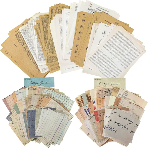 234 piezas, 4 juegos de papel vintage para álbumes de recortes, páginas de collage de papel de efímera, suministros de diario basura, kits de
