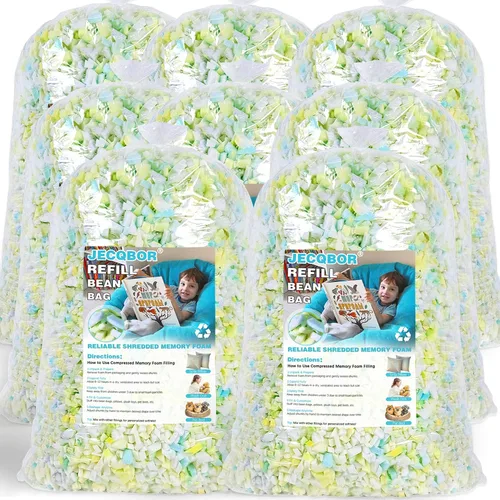 Miniatura 16 de Jecqbor Relleno de espuma viscoelástica triturada de 5 libras para silla puf, relleno premium para puf, relleno de espuma viscoelástica de alta