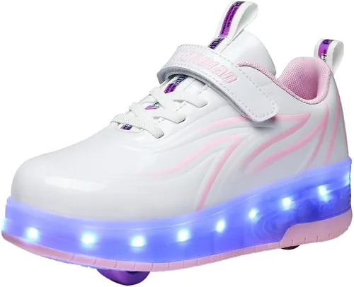 Yogeeft Kids Shoes with Double Wheels - Upgraded Kids Roller Shoes for Gifts, Retractable Wheels Skateboarding Shoes for Boys Girls Sneakers Light
