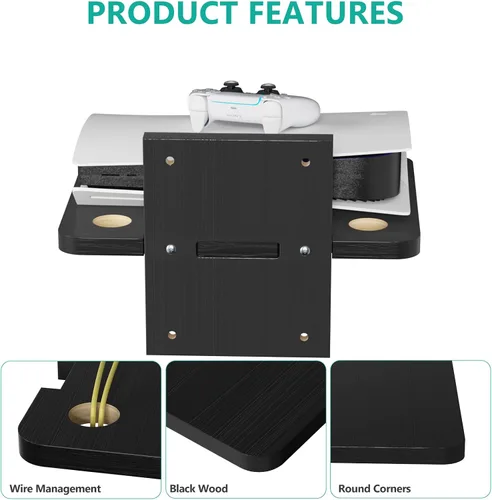 Miniatura 4 de WALI Estante flotante para TV y proyector, hasta 22 libras, soporte flotante negro para TV, soporte para DVD, soporte para proyector, soporte