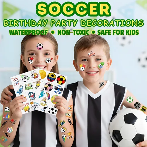 Miniatura 7 de 96 calcomanías de tatuajes temporales de fútbol, regalos de fiesta de cumpleaños con temática de fútbol deportivo, suministros de decoración