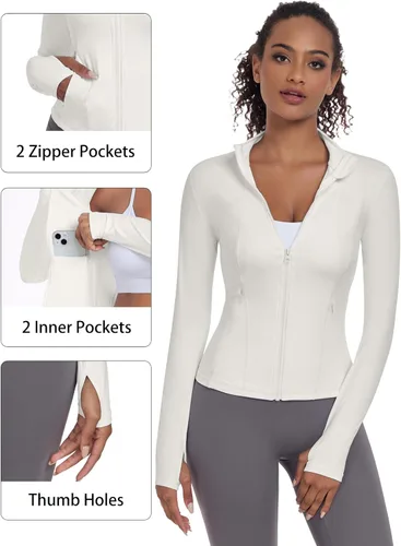 Miniatura 3 de VUTRU Womens Workout Yoga Jacket Lightweight Zip Up Athletic Jacket Lightweight Cropped Jacekt with Pockets