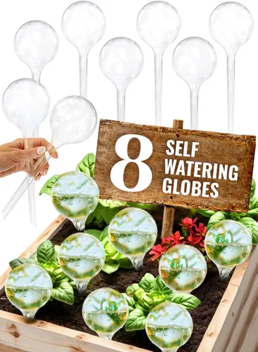 8 piezas de globos de riego de plantas de plástico - Juego de riego automático de plantas incluye accesorios para macetas de interior y exterior -