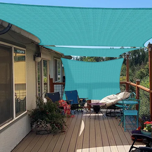 Miniatura 7 de E&K Sunrise - Toldo para exteriores, tipo vela, sombra, protección para rayos UV, poliuretano, Turquesa Verde