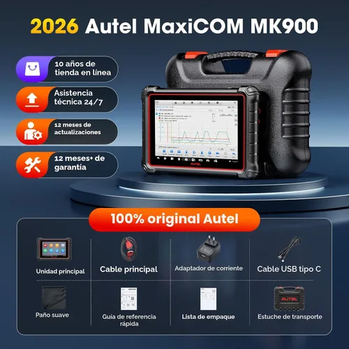 Miniatura 9 de Autel Escáner bidireccional MaxiCOM MK900: herramienta de diagnóstico 2026 hasta de MaxiCheck MX808S MK808S, funciona como MK900-BT MK900BT MX900