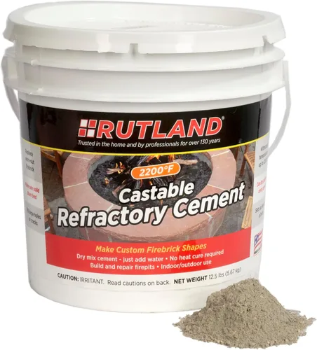Rutland balde de cemento maleable de 12.5 libras – Mezcla con agua (arcilla refractaria) soporta hasta 2,200 grados Fahrenheit.