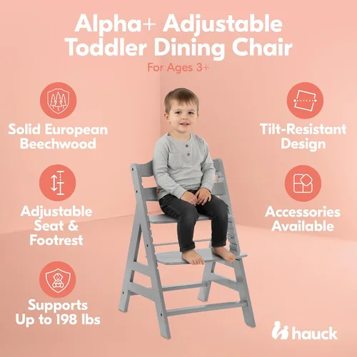 Miniatura 2 de hauck Alpha+ Grow Along - Trona elevada de madera de haya maciza con asiento ajustable, arnés de seguridad de 5 puntos y barra de parachoques