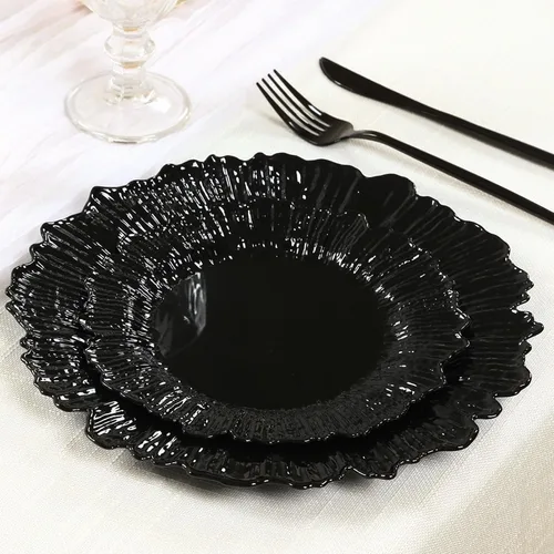 Miniatura 7 de Efavormart - Juego de 20 platos de plástico con diseño de arrecife negro, platos de fiesta de postre y aperitivo de 7 pulgadas, elegante vajilla