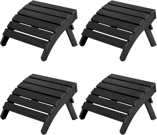 Miniatura 8 de MXIMU Taburete otomano plegable Adirondack para exteriores: Taburete de plástico HIPS para patio, fácil montaje, reposapiés para todo tipo de clima