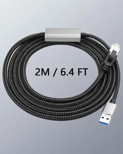 Miniatura 7 de CERRXIAN Cable Ethernet USB A a 2.5 Gbps de 6.5 pies, adaptador Gigabit RJ45 LAN a tipo A, convertidor de cable de red Cat directamente conectado a