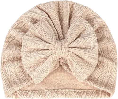 Miniatura 2 de Gorro de punto para bebé con lazos lindos turbante para envolver el sombrero (MZ6)