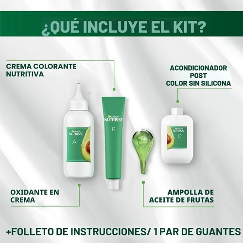 Miniatura 8 de Garnier Nutrisse - Tinte en crema nutritiva para el cabello, 53 castaño dorado medio (castaño), tinte permanente para el cabello, 2