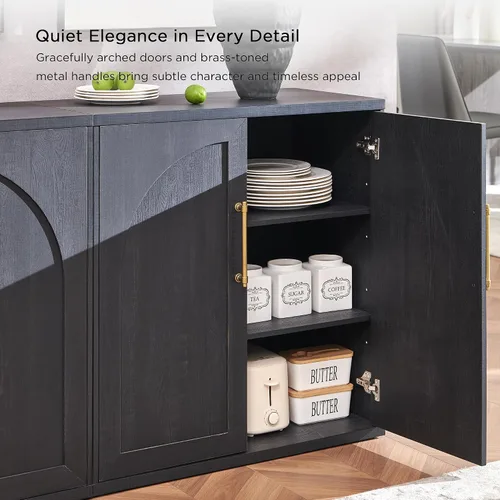Miniatura 4 de ACCOHOHO Aparador de puerta arqueada, gabinete de buffet, gabinete de acento con estante ajustable, gabinete modular de madera para comedor, sala