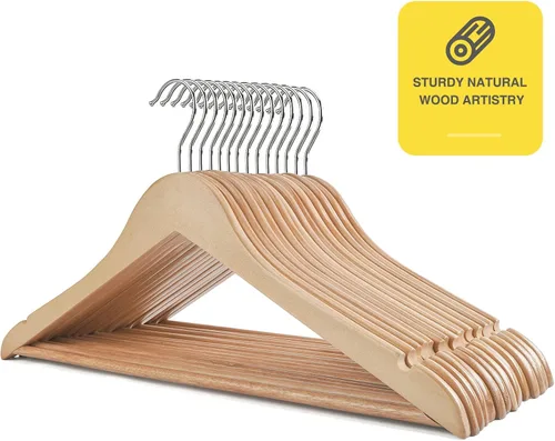 Miniatura 6 de Perchas de madera para uso diario, perchas para armario, perchas de madera resistente para trajes, camisas, chaquetas, vestidos, pantalones