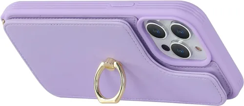Miniatura 7 de Lipvina Funda para iPhone 14 Pro Max con tarjetero para mujer, funda para teléfono con correa, cordón cruzado, soporte de anillo, cierre a presión