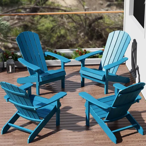 Miniatura 27 de YEFU Silla Adirondack de plástico resistente a la intemperie, sillas de patio con instalación fácil en 5 pasos, se ve exactamente como madera real