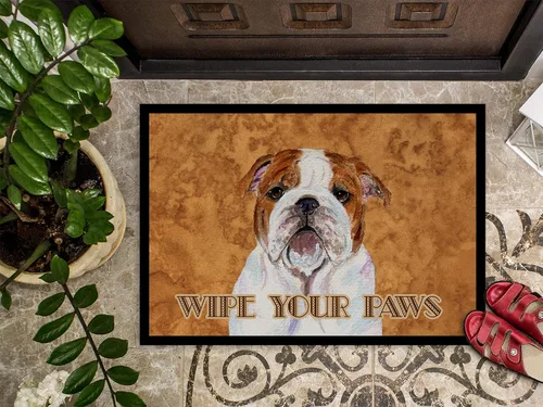 Miniatura 2 de Caroline's Treasures SS4896JMAT Bulldog English Wipe Your Paws - Felpudo para puerta delantera, 24 x 36 pulgadas, para interiores y exteriores