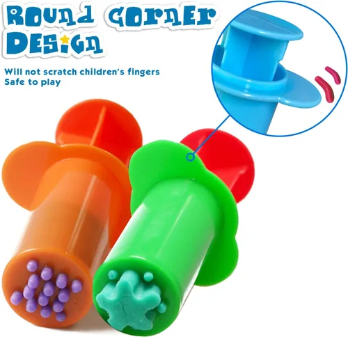 Miniatura 4 de Juego de extrusoras de masa de diseños surtidos – Juego de 10 – Colores surtidos