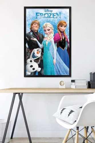 Miniatura 6 de 24 x 36 pulgadas de Disney Frozen - Póster de pared grupal, 36 pulgadas de largo x 24 pulgadas de ancho, versión enmarcada en negro