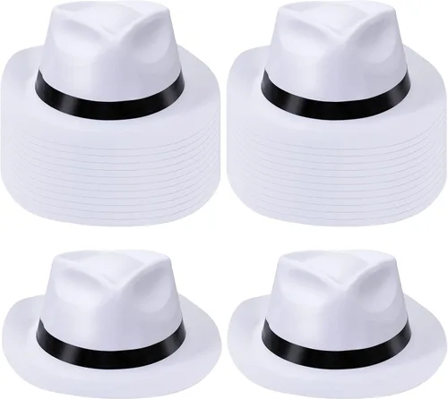 Miniatura 8 de Sureio 24 sombreros de gángster, sombreros de plástico para caballeros, sombreros de disfraz de gángster para adultos, sombreros de fiesta