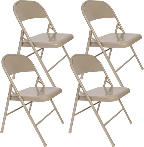 Miniatura 20 de VECELO Paquete de 8 sillas plegables con marco de metal, asiento de acero con triple soporte para oficina en casa, ahorro de espacio sin montaje